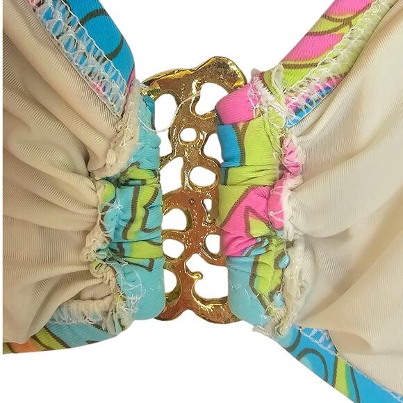 Trina Turk Tropical Beach Bikini Top w/ Gold Embellishment - Picture 5 of 5